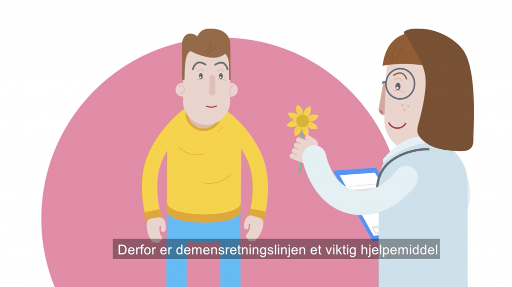 Animasjon. Person med utviklingshemning og lege. Skjermdump.