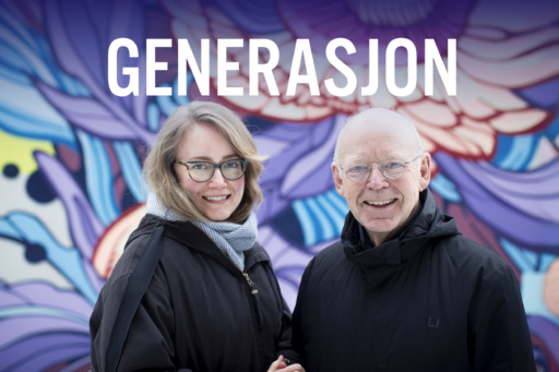 En mann og en kvinne med teksten Generasjon. Foto