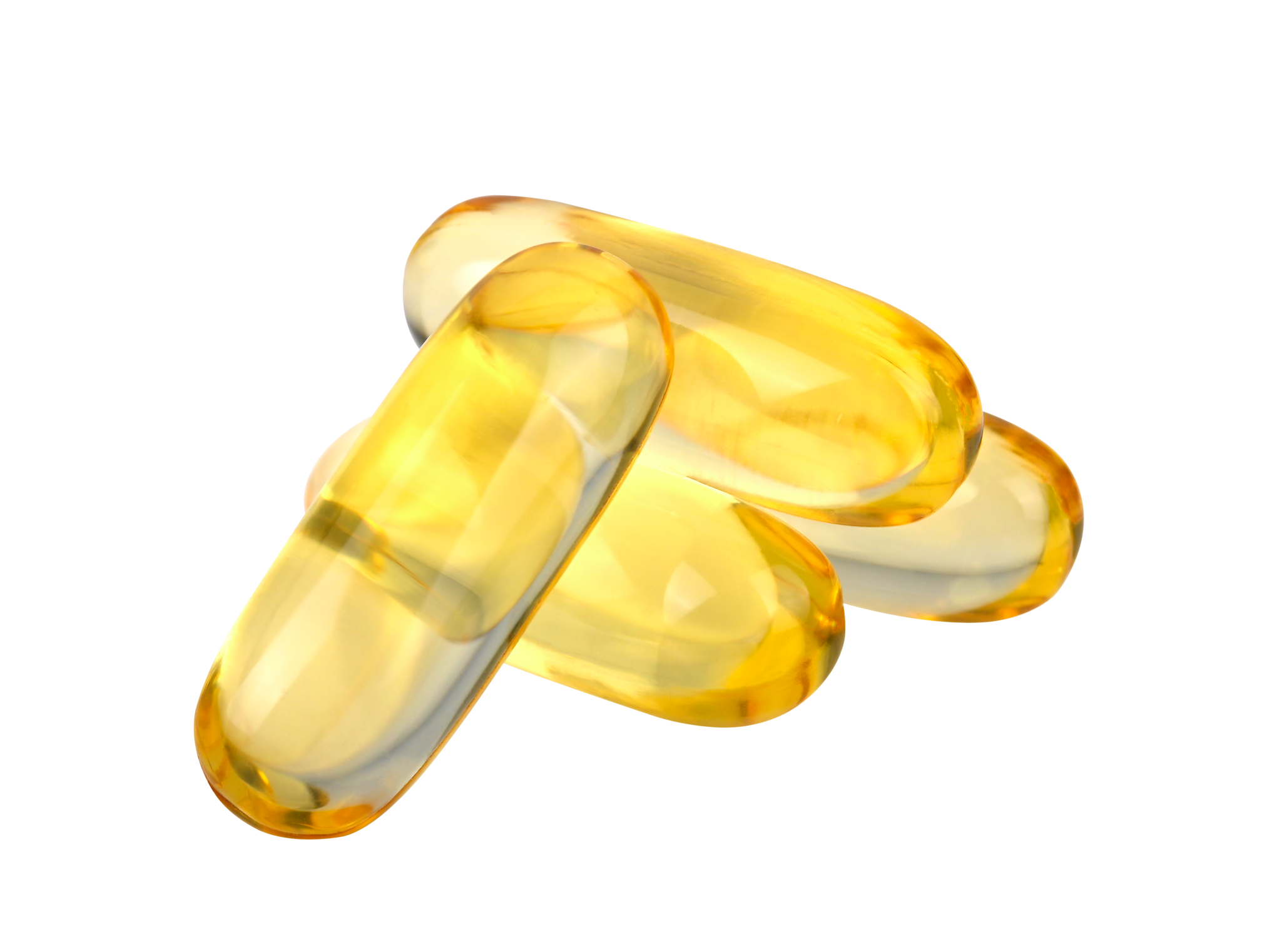 Omega-3-tilskudd med hvit bakgrunn. Foto