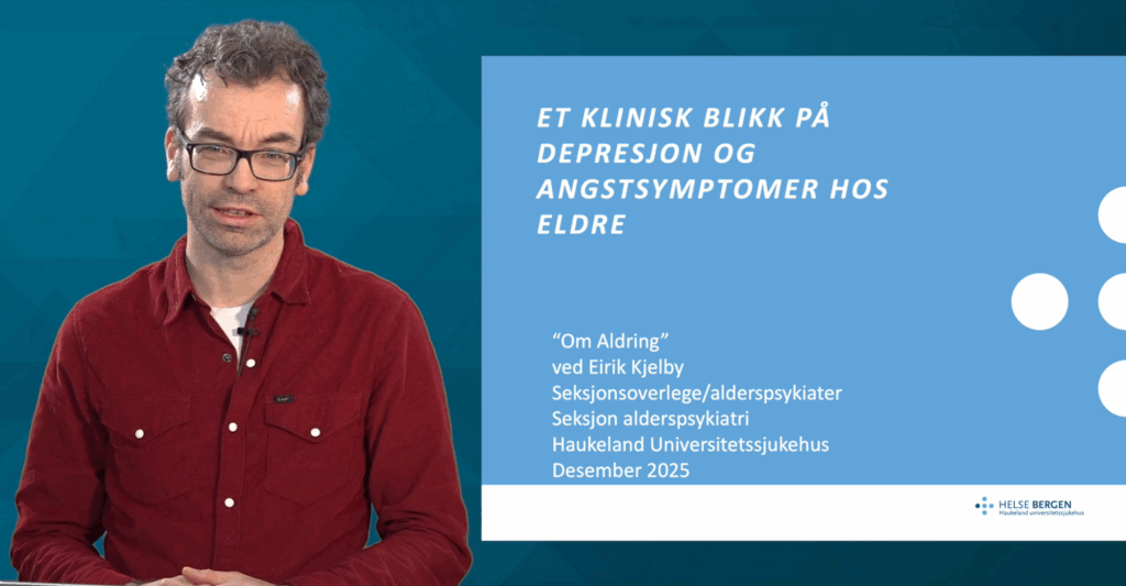 Eirik Kjelby holder foredrag om angst og depresjon hos eldre i Om aldring studio