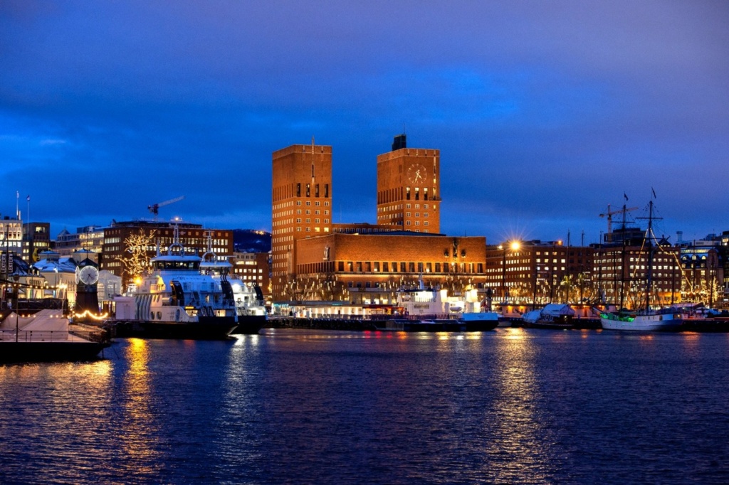 Oslo City Hall, seen from the water.